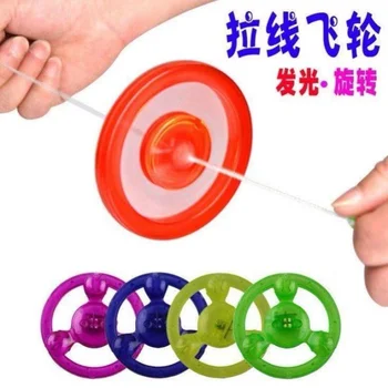 

Pull-line flashing flywheel Hand-drawn luminous flying saucer Gyro Children's light toy
