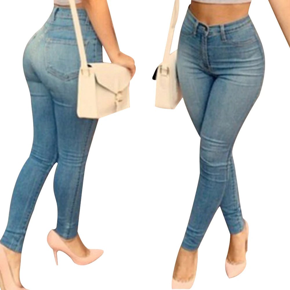 

Women Summer Fashion Skinny Jeans Female Casual Mid-waist Blue Denim Pencil Pants Ladies Sexy Slim Fit Trousers D30