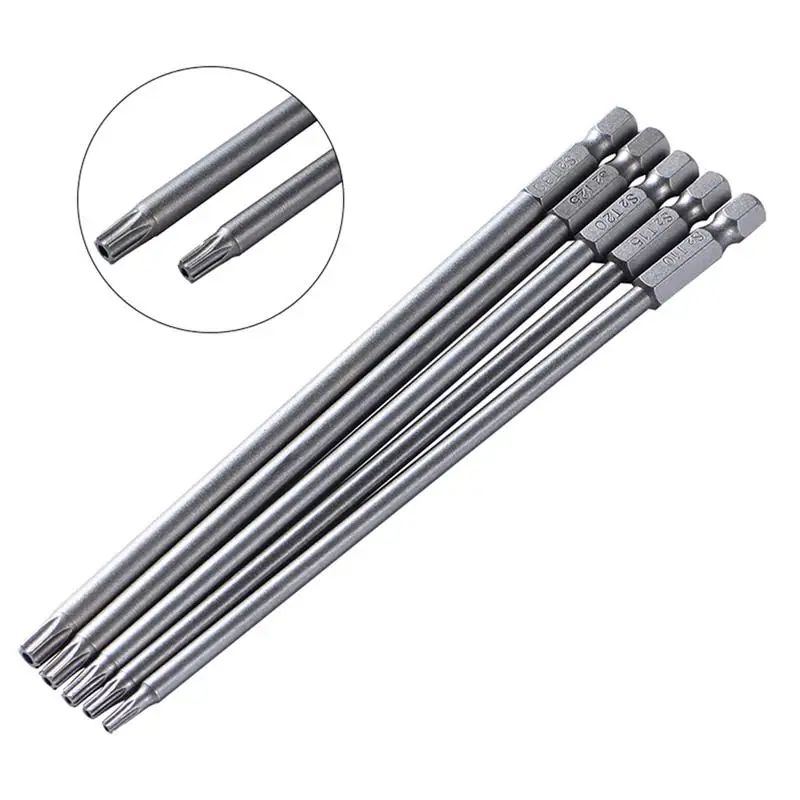 

WINOMO 5Pcs/Set 150mm Length Torx Head Screw Driver Bit Magnetic Steel Torx Head Screwdriver Drill Bits Set
