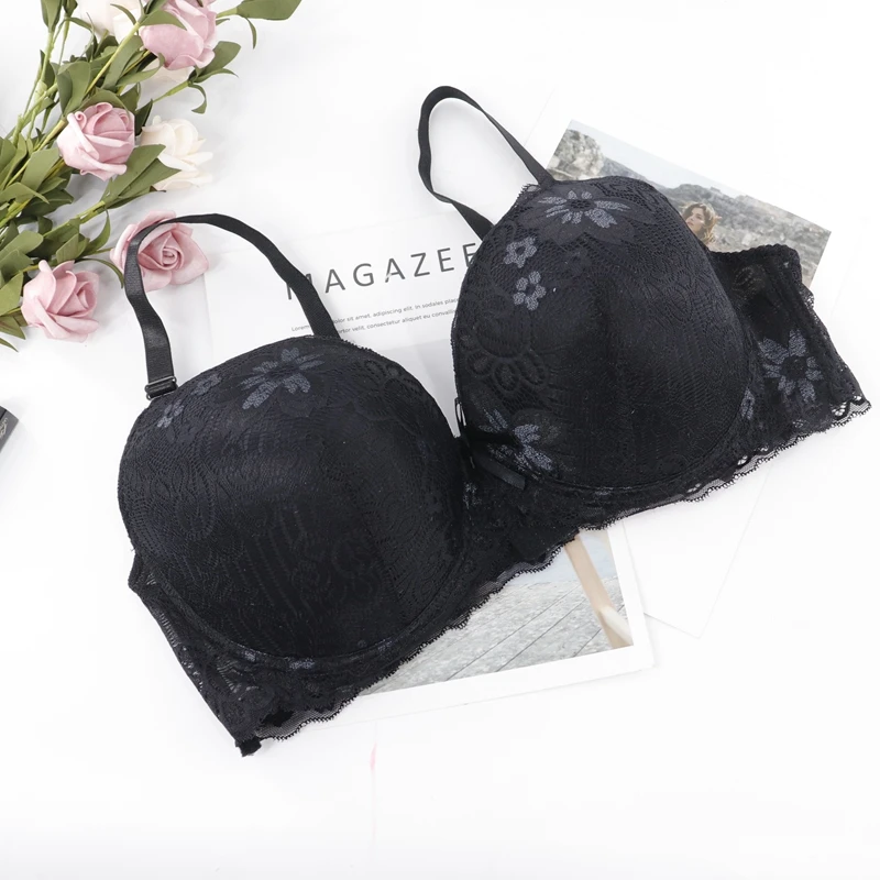 D01-Black Beauwear сексуальный бюстгальтер большой размер полный охват бюстгальтеры не-мягкий пуш-ап бюстгальтер кружевное белье в цветочек 42 44 46 48 50 52 DD E чашка - Цвет: D01-Black