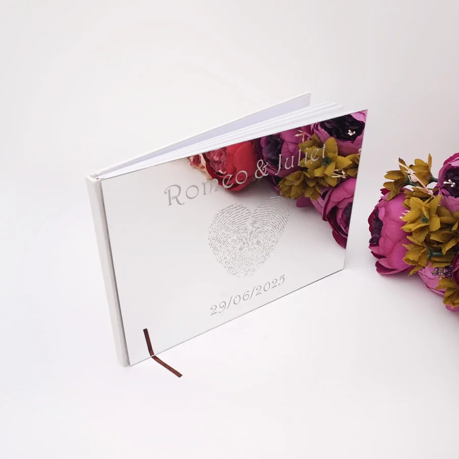 4 Style Choose Horizontal Book Wedding Signs Signature Guestbook Bride Groom Name Memorial Day Mirrored Cover Party Decor wedding guest book