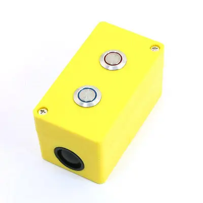 

3A 250VAC Self Locking SPDT Red Blue Pilot Lamp 2 Metal Button Control Box
