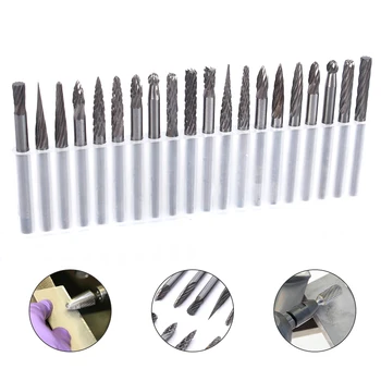 

20Pc 1/8" Shank Cutter Files Tungsten Carbide Rotary Tool Burr Double Diamond Cut Rotary Dremel Tools Electric Grinding
