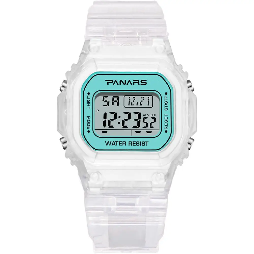 Transparent Blue SYNOKE мужские цифровые часы спортивные светящиеся водонепроницаемые наручные часы многофункциональные модные повседневные часы для бега женские часы - Цвет: Transparent Blue