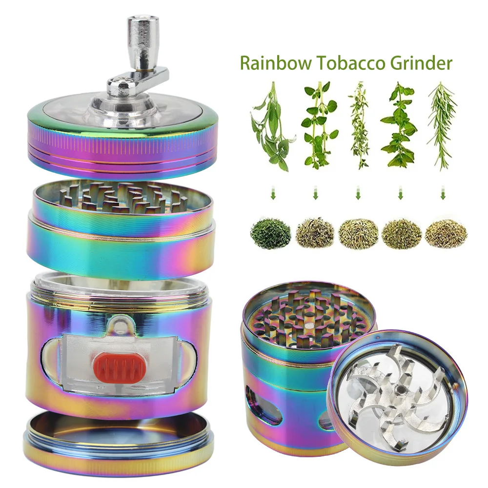 4 Layers Tobacco Grinder With Drawer Herb Grass Smoke Crusher Hand
