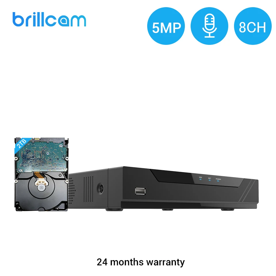 Сетевой видеорегистратор Brillcam 2 МП/4 МП/5 МП NVR для HD IP-камеры сетевой PoE 24/7