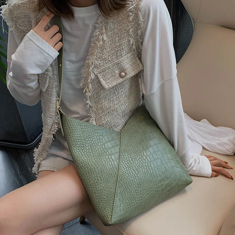 Ceny Duża pojemność krokodyla skóra ekologiczna z wzorem na ramię torby dla kobiet 2019 Composite torba crossbody kurierska Lady torebki