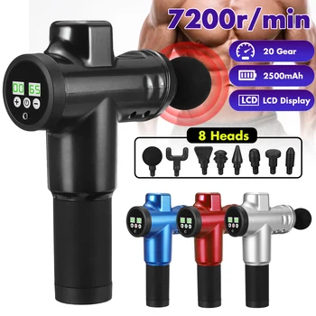 

7200r/min 8 Heads 20 Gear Therapy Massage Guns Muscle Massager Pain Sport Massage Machine Relax Body Slimming Relief WithBag LCD