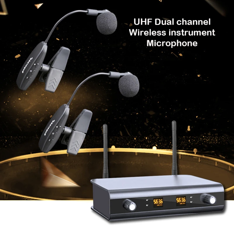 Профессиональный UHF двойной саксофон с микрофоном беспроводной микрофон
