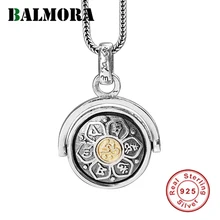 BALMORA, 925 пробы, серебро, 360, быстрое вращение, буддистские, шесть слов, подвески «Сутра», ожерелье для мужчин и женщин, Религиозные ювелирные изделия