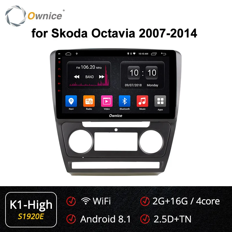 Ownice Восьмиядерный Android 9,0 автомобильный dvd DSP SPDIF gps Navi k3 k5 k6 для Skoda Octavia A5 2007 2008 2009- 4G 360 Panorama - Цвет: S1920 K1-High
