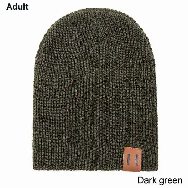adult dark green TRUENJOY/Новое поступление, Детская Зимняя Шапка-бини, мягкая теплая вязаная шапочка-бини для мужчин и женщин, SKullies, девочки-мальчики, взрослые дети - Цвет: adult dark green