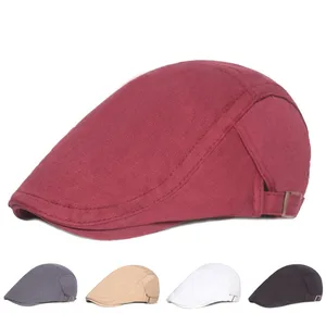 Men Outdoor Newsboy Beret Hats Solid Cotton Driving Golf Classic Adjustable Caps