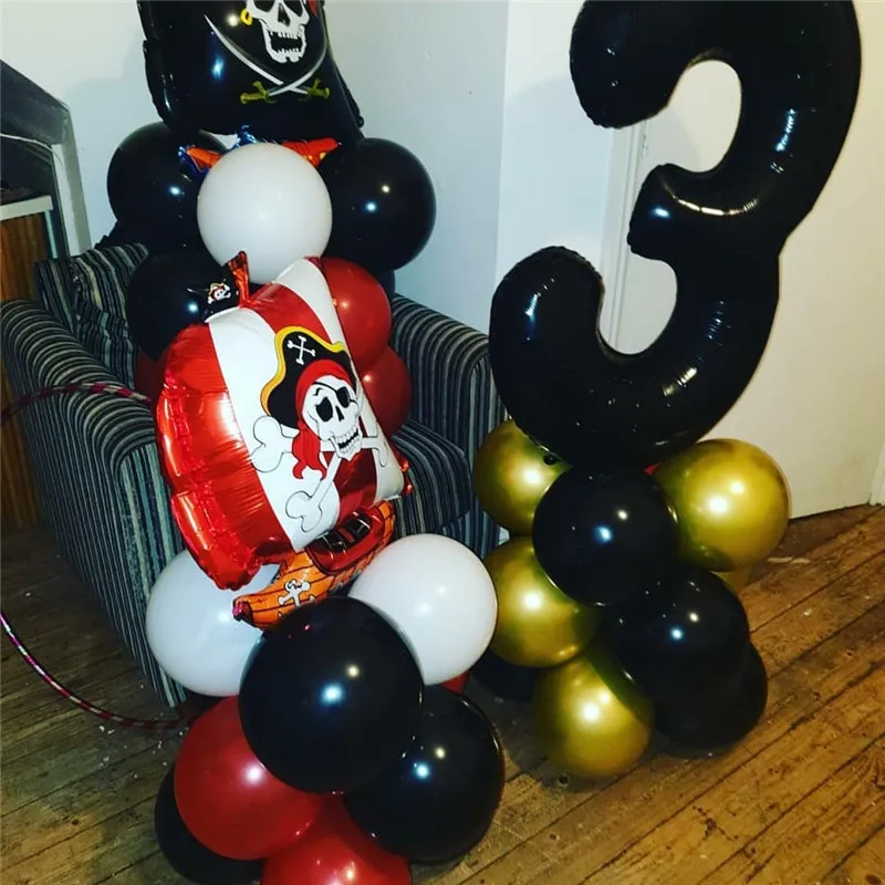 Pirate Birthday Party Digital Aluminum Foil Balloon Boy Birthday Party Decor Baby Shower Supplies Children Toy Helium Balloons