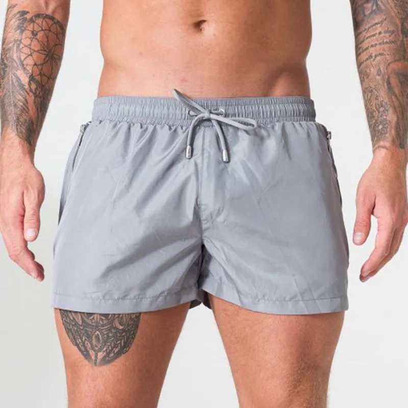 

New Style Spring And Summer Europe And America Muscle Men's Casual Shorts Fitness Solid Color Light Board Shorts