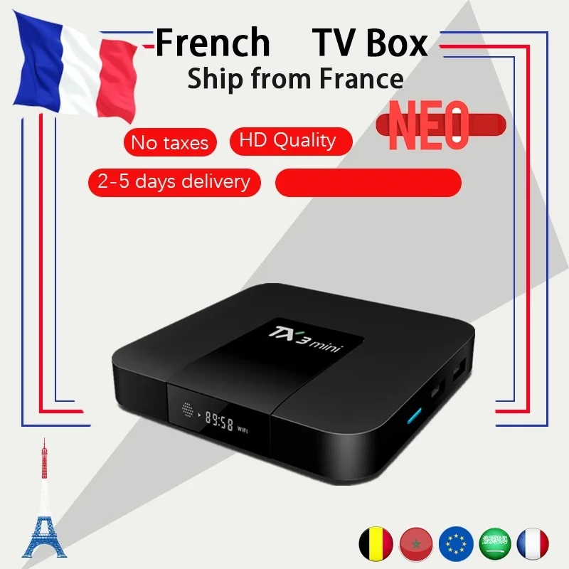 Французский TX3mini NEO android tv box 7 1 2G 16G Франция Бельгия Великобритания арабский iptv M3U Box
