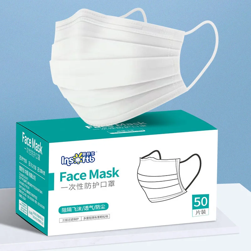 

3 Layer Non-woven Dust Mask Thickened Disposable Mouth Mask Elastic Ear Loop Disposable Dust Filter Safety Mask Anti-Dust