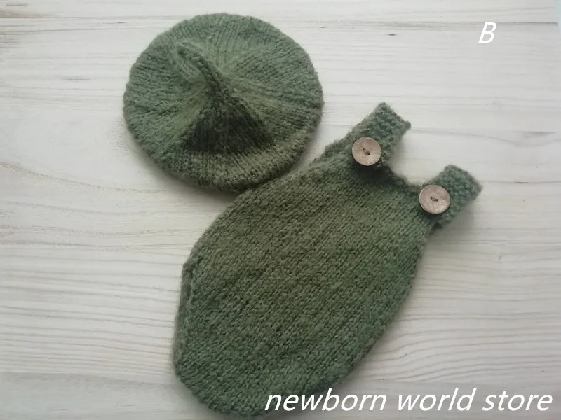 newborn photography props hat,beret and rompers 4