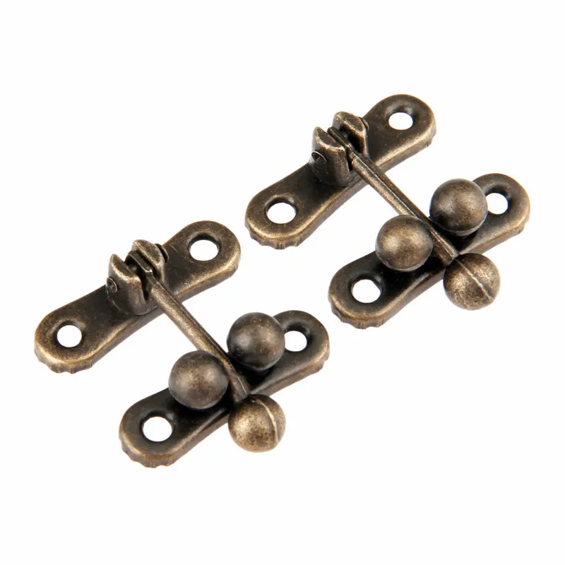 

bowarepro Antique Bronze Box Hasps Lock Catch Latches for Jewelry Box Suitcase Buckle Clasp Vintage Hardware+Screw 31*33MM 2PCS