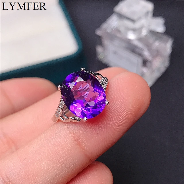 Bague En Améthyste Naturelle, Argent 925, Pierre Précieuse De 5 Carat,  Couleur Authentique, Propre - Anneaux - AliExpress