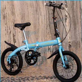 

16 inch variable speed dual disc brake mini folding bicycle adult folding student small wheel scooter