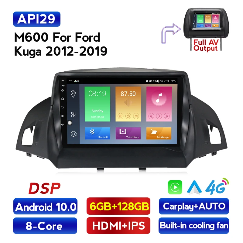 6G + 128G Android 10 DSP สำหรับ Ford Kuga Escape 2013 2014 2016รถวิทยุ