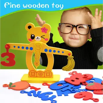 

Wooden Digital Fruit Balance Children's Puzzle Early Learning Enlightenment Toys Real Fruit Shape Natural Environmental Toys