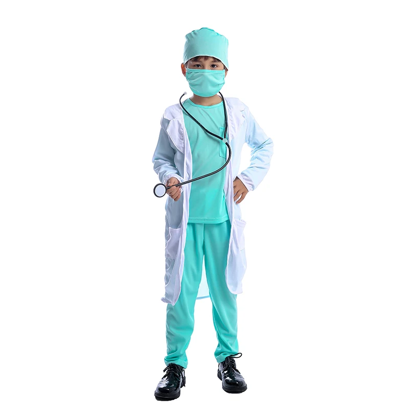 Kids Health Care Hero Unisex Costume Halloween Party Doctor Surgeon Dress Up 