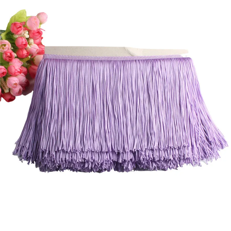 Light purple 10metros кружевная бахрома отделка 15 см широкая бахрома отделка для DIY латинское платье сценическая одежда аксессуары кружевная лента - Цвет: Light purple