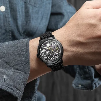 

New Stainless Steel Fashion Mechanical Watches men luxury Automatic Wristwatch men gift 200922-44