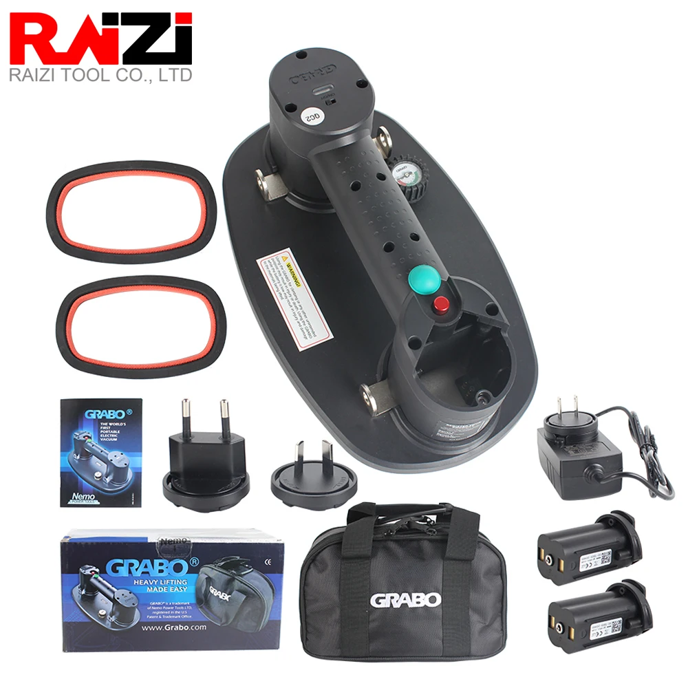 Electric Vacuum Suction Cup Raizi GRABO Electric Vacuum Suction Cup For Granite Glass Tile Wood Dry-Wall Heavy Slab Moving Tool Lifting Portable Lifter