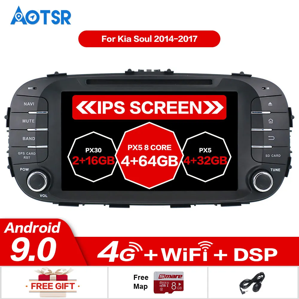 Автомобильный DVD-плеер PX5 Android 9 0 GPS-навигация мультимедиа стерео для KIA Soul 2014 2015 2016