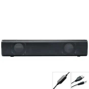 

Desktop Strip Soundbar Speaker with 3.5mm Stereo Volume Control and USB Powered for PC Laptop Mobile Phone Tablet MP3