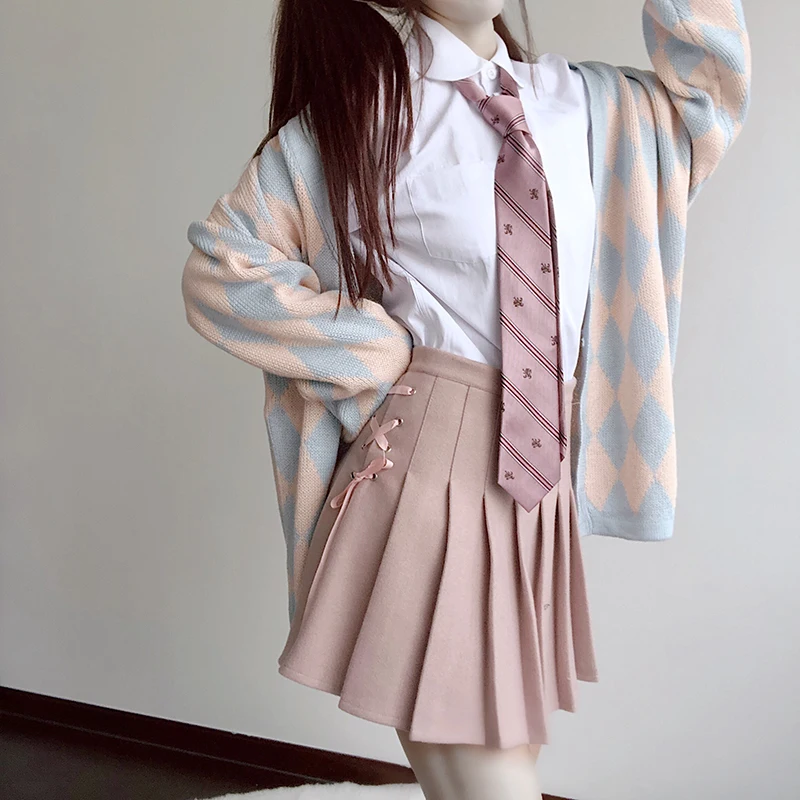 Японская женская школьная форма JK, плиссированная юбка на бретельках на осень и зиму для молодых девушек, милая однотонная шерстяная юбка в студенческом стиле