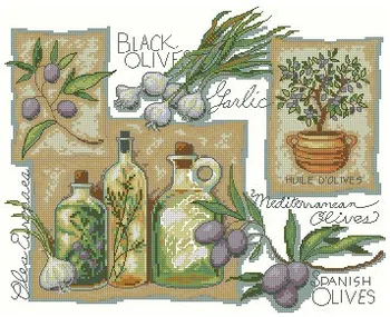 

Higher quality cotton threads Lovely Counted Cross Stitch Kit Taste of Mediterranean Olives Vegetable Food Leaves dim 35196