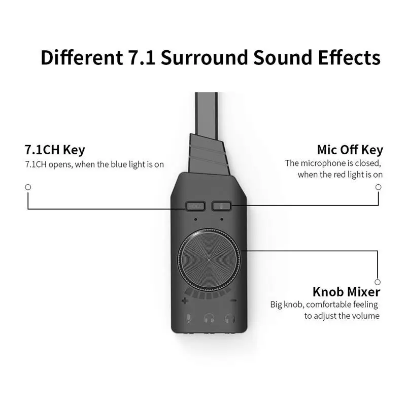 Аудио Usb интерфейс Виртуальный 7,1 канальный аудио Usb адаптер Звуковая карта адаптер 3,5 мм микрофон и аудио свободный диск один ключ 7,1 CH EMC C