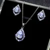 Exquisite Silver Plated Water Drop Shape White Zircon Jewelry Set Wedding Band Necklace Earrings Bridal Set Women's Jewelry ► Photo 1/5