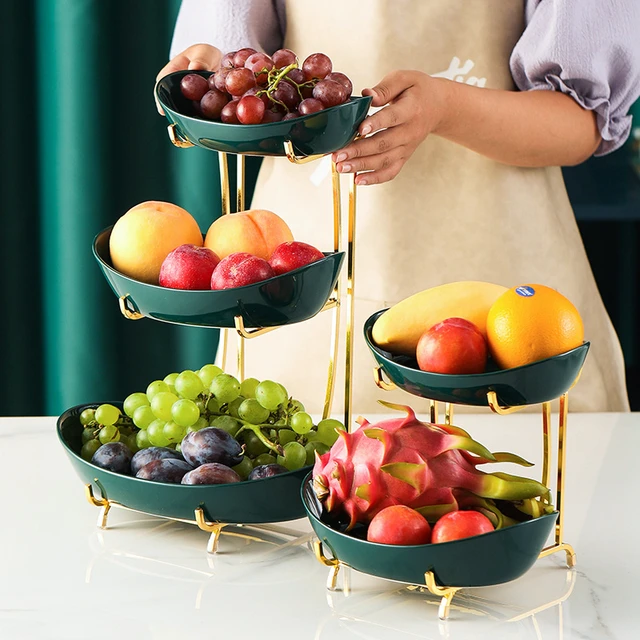 Suporte de bolo de luxo moderno metal chá da tarde frutas cerâmica