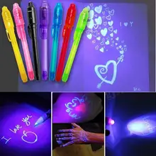 4 pièces 2 en 1 stylo à lumière lumineuse UV écriture Invisible marqueur d'encre dessin cadeau pour enfants