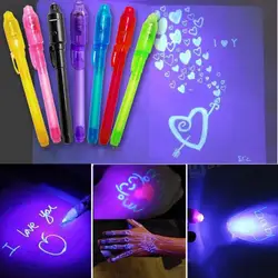 Rotulador de tinta Invisible 2 en 1 para niños, bolígrafo de luz luminosa UV, marcador de tinta Invisible, regalo de dibujo, 4 piezas