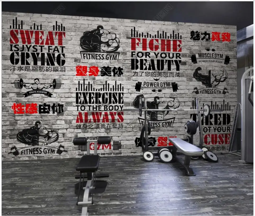 

Custom photo wallpaper for walls 3 d murals Modern Modern minimalist gym yoga brick wall painting background wall papers decor