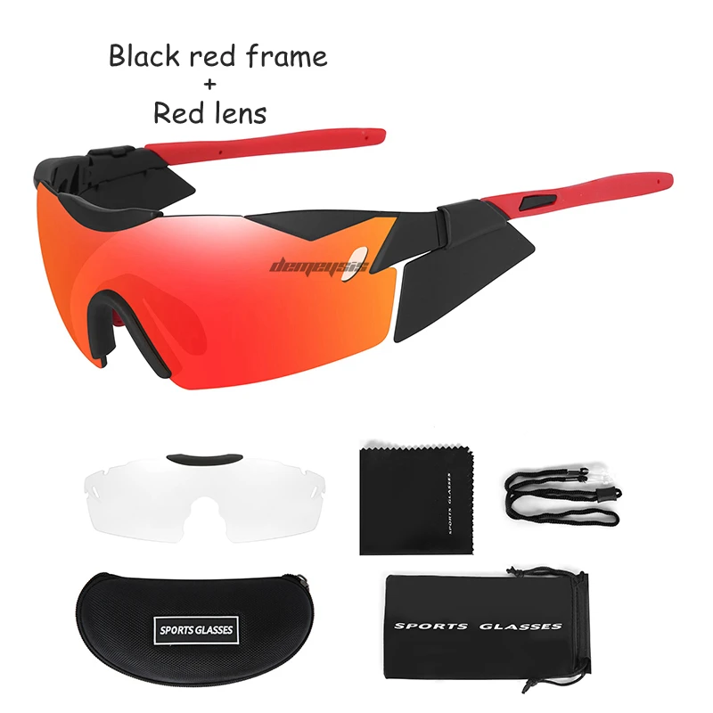 Наружные походные очки для рыбалки, анти-УФ очки для мужчин и женщин, велосипедные очки для езды на велосипеде, очки для альпинизма, кемпинга, горной дороги, велосипедные очки - Цвет: black red