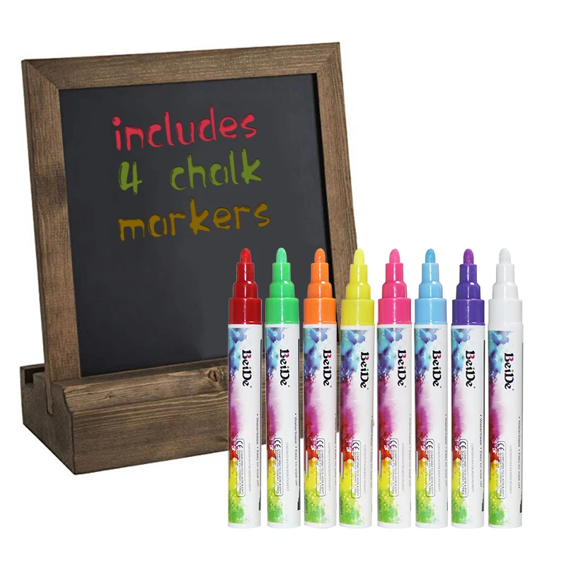 8 Neon Chalk Markers - Erasable Chalk Pens with 6mm Reversible Tip