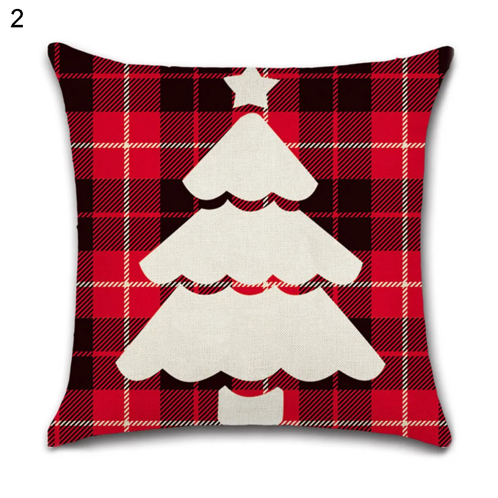 45x45 см Рождественская клетчатая квадратная льняная наволочка, наволочка, подушка, домашний диван, товары для декора