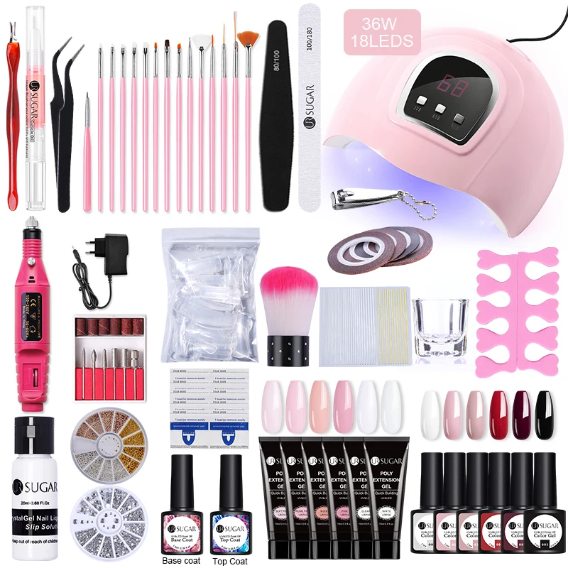 

UR SUGAR Poly UV Gel Set Builder Nail Gel Clear Acrylic Quick Building Finger Extension Soak Off UV Gel Varnish Manicures Set