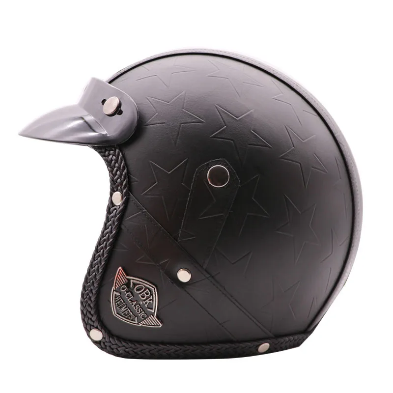 

OBK Handmade Retro Motorcycle Helmet Full Helmet Men And Women Cool Harley Helmet Pedal Cruiser Leather Helmet