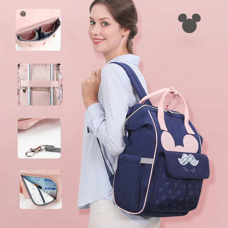 Disney Baby Diaper Bags Multifunctional Large Capacity Stroller Insulation Mother Storage Backpack Mom | Мать и ребенок