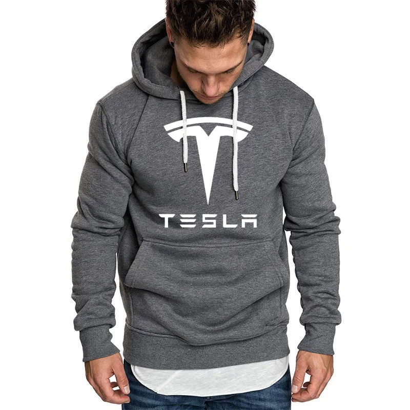 Hoodies Men Tesla Car Logo Print Sweatshirt Spring Autumn New Fashion Men Hoodie hip hop harajuku Casual Hoody Fleece tracksuit