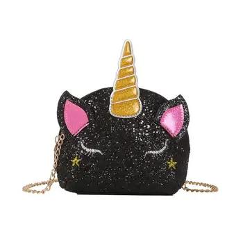 

New Arrival Unicorn Sequin Pu Bag Girl's Chain Purse Shoulder Bag Tote Crossbody Mini Messenger Bag Flap Bolsa Handbag