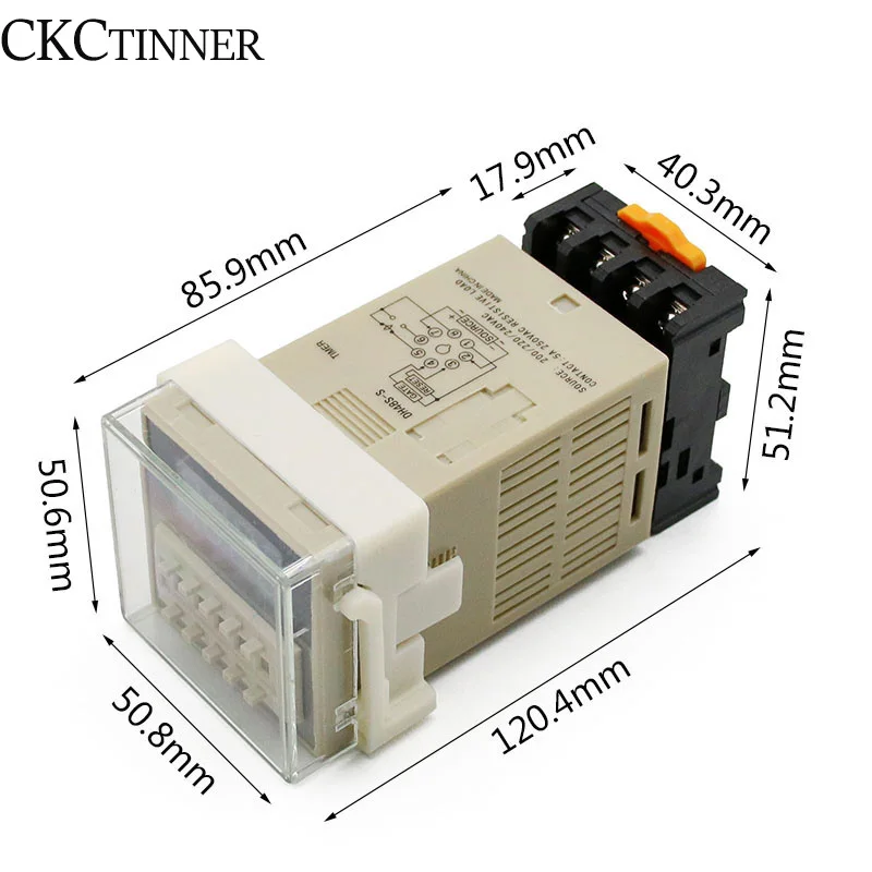 Temporizador programable LED Digital, interruptor de relé, DH48S-S 0,1 S-99H, Base de enchufe AC/DC 12V, 24V, 36V, 110V, 220V, 380V